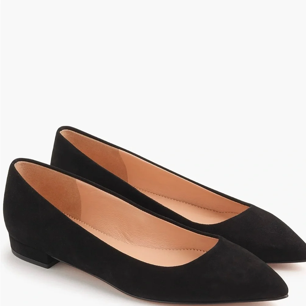 J.Crew Suede Pointed Toe Flats- 2 pair size 7 (black and tan color)